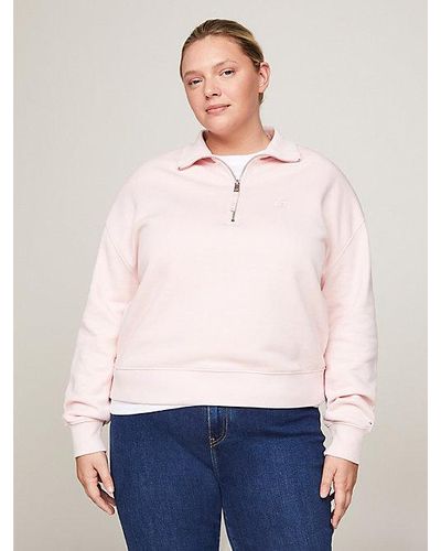Tommy Hilfiger Curve Cropped Fit Sweatshirt mit TH-Monogramm - Pink