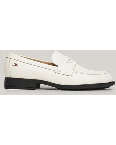 Tommy Hilfiger Classic Leren Utility-loafer Met Vlag - Naturel