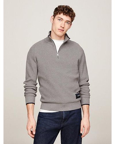 Tommy Hilfiger Jersey de punto elástico con cuello perkins - Gris