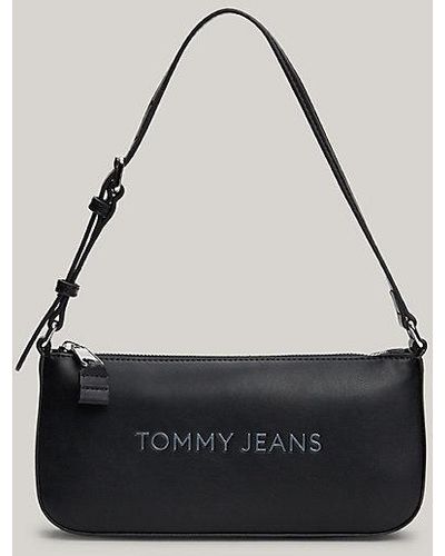 Tommy Hilfiger Essential Schultertasche aus Leder mit Logo - Schwarz