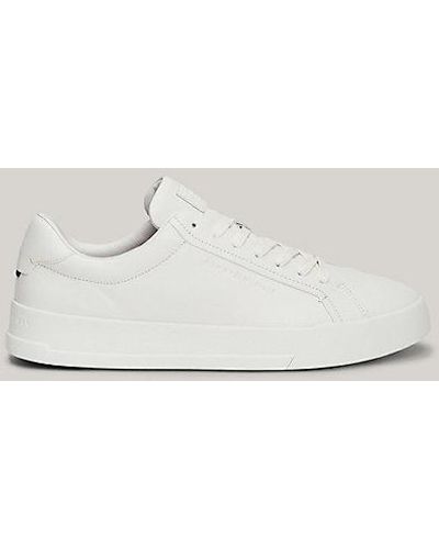 Tommy Hilfiger Chunky Court-Ledersneaker mit Logo - Weiß