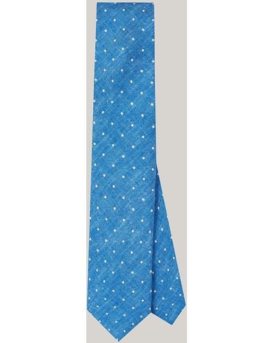 Tommy Hilfiger Cravate à pois en pure soie - Bleu