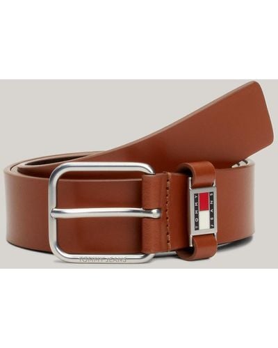 Tommy Hilfiger Scanton Logo Leather Belt - Brown