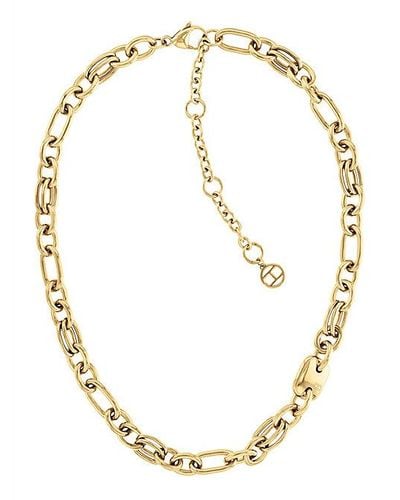 Tommy Hilfiger Vergoldete Halskette mit Kontrast-Gliedern - Mettallic