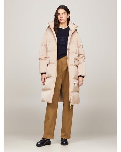 Tommy Hilfiger Hooded Maxi Down-filled Coat - Natural