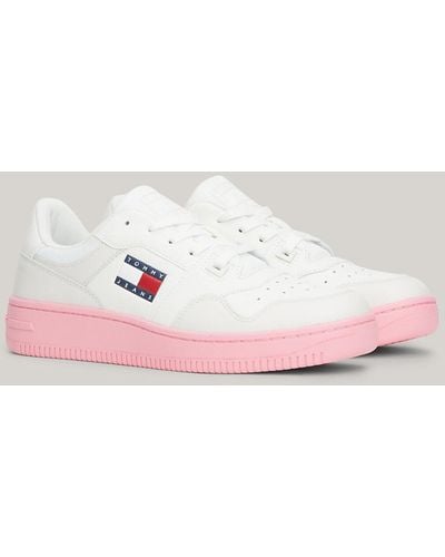 Tommy Hilfiger Essential Retro Chunky Sole Leather Trainers - Pink