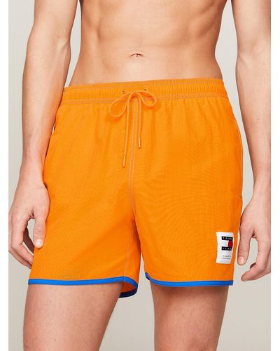 Tommy Hilfiger Contrast Mid Length Slim Swim Shorts - Yellow