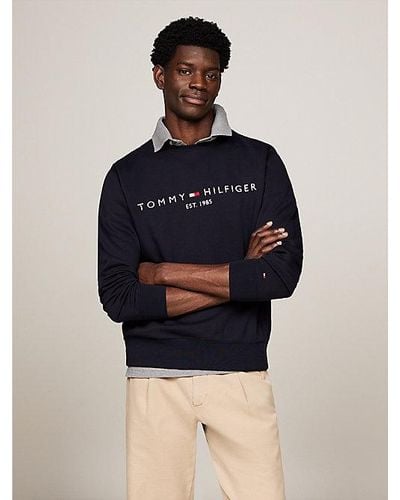Tommy Hilfiger Regular Fit Sweatshirt Met Geborduurd Logo - Blauw