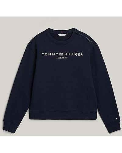 Tommy Hilfiger Adaptive Regular Sweatshirt Met Ronde Hals - Blauw