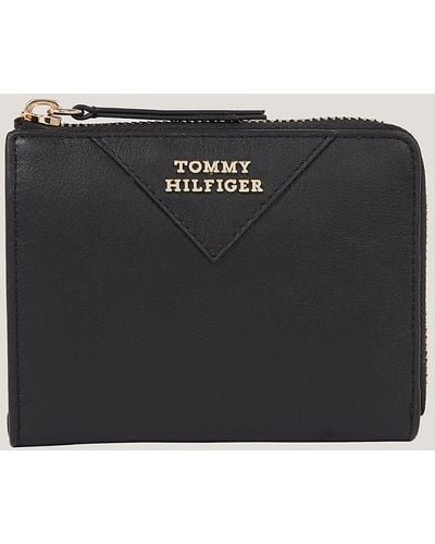 Tommy Hilfiger Portefeuille moyen en cuir zippé - Noir