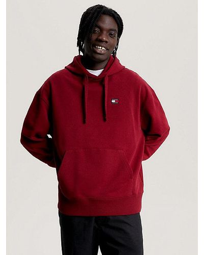 Tommy Hilfiger Relaxed Fit Hoodie Met Kleine Badge - Rood