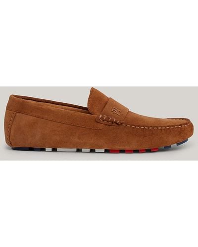 Tommy Hilfiger Suede Cleat Driving Shoes - Brown