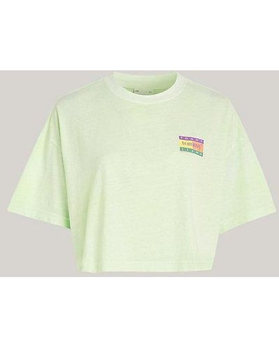 Tommy Hilfiger Cropped T-shirt Met Oversized Ruglogo - Meerkleurig