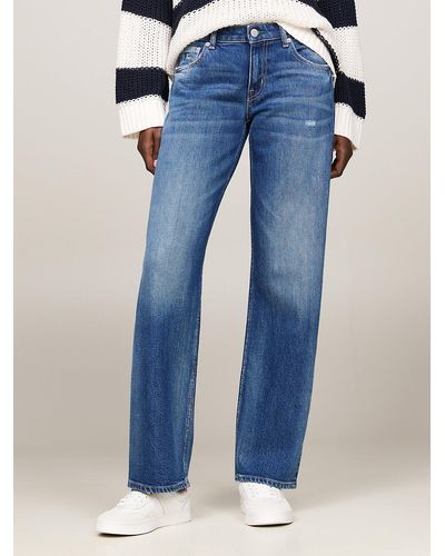 Tommy Hilfiger Sophie Low Rise Straight Distressed Jeans - Blue