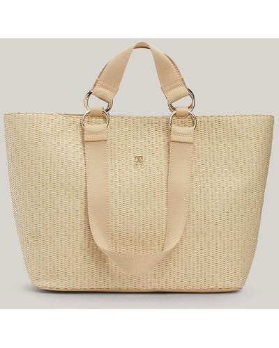 Tommy Hilfiger Th City Small Straw Tote - Natural
