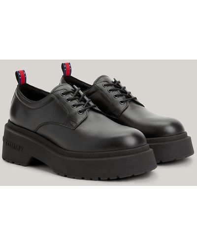 Tommy Hilfiger Chunky Cleat Leather Derby Shoes - Black