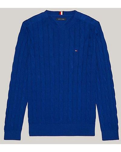 Tommy Hilfiger Adaptive Pullover mit Zopfstrick-Muster - Blau