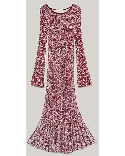 Tommy Hilfiger Figurbetontes Kleid aus meliertem Rippstrick - Pink