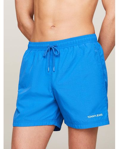 Tommy Hilfiger Short de bain slim mi-long à logo - Bleu