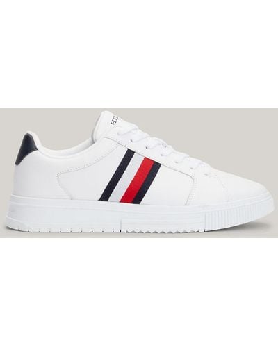Tommy Hilfiger Essential Leather Signature Tape Trainers - White
