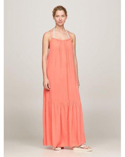 Tommy Hilfiger Robe de plage maxi Essential à volants - Rose