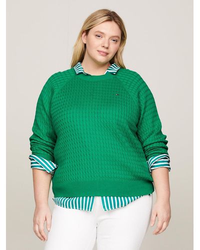 Tommy Hilfiger Curve Cable Knit Relaxed Jumper - Green