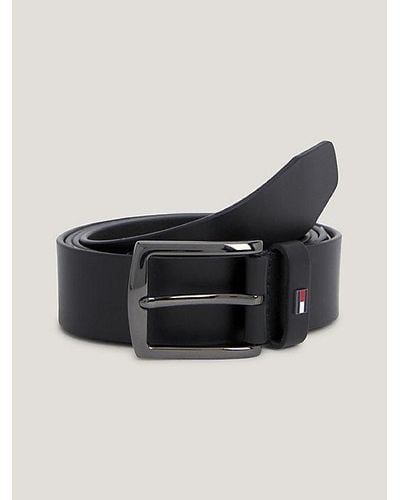 Tommy Hilfiger Cinturón Denton de piel con logo esmaltado - Negro