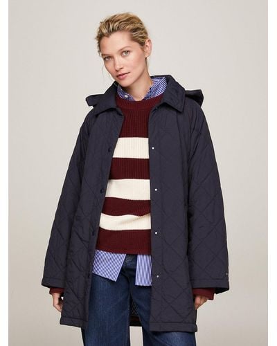 Tommy Hilfiger Diamond Quilted Removable Hood Coat - Blue