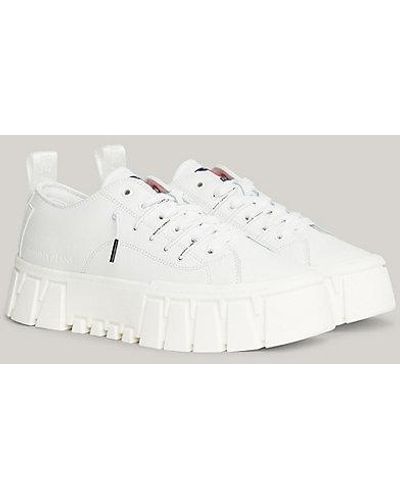 Tommy Hilfiger Sneaker Met Platformzool Met Profiel - Wit