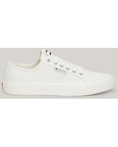 Tommy Hilfiger Lace-up Canvas Trainers - Natural