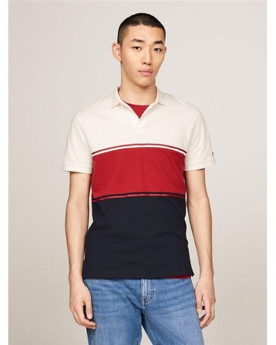 Tommy Hilfiger Colour-blocked Flag Embroidery Polo - Red