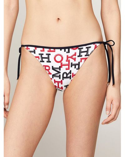 Tommy Hilfiger Th Essential Print Side Tie Bikini Bottoms - Pink