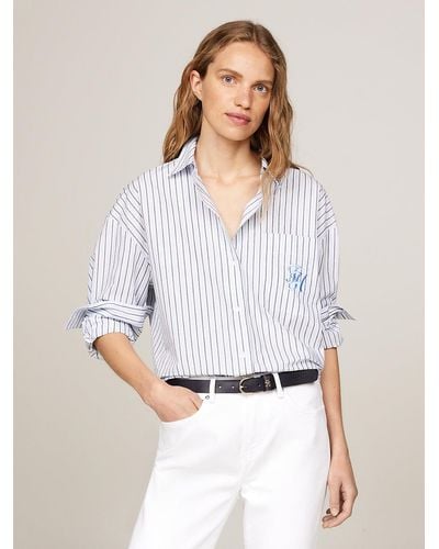 Tommy Hilfiger Stripe Oversized Fit Shirt - White
