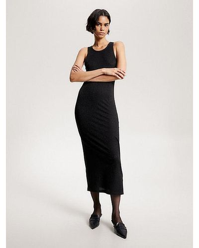 Tommy Hilfiger Vestido midi sin mangas de corte slim - Negro