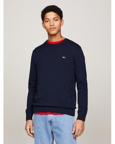 Tommy Hilfiger Pull ajusté Essential à écusson drapeau - Bleu