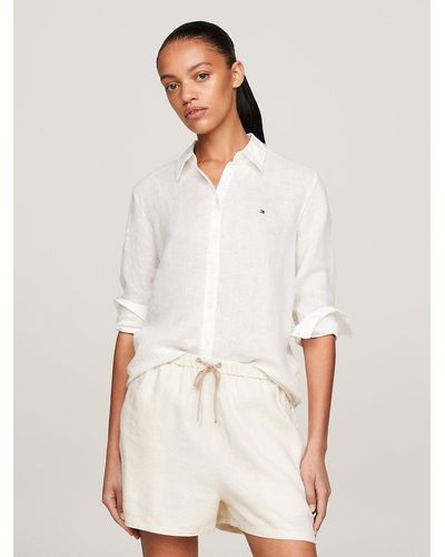 Tommy Hilfiger Linen Relaxed Fit Shirt - White