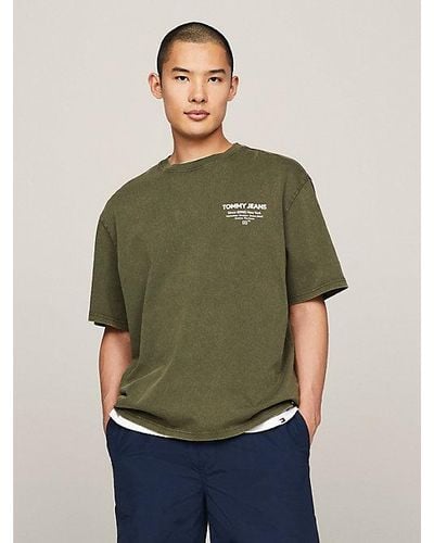 Tommy Hilfiger Essential Garment-dyed T-shirt Met Logo - Groen