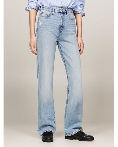 Tommy Hilfiger High Rise Bootcut Distressed Jeans - Blue