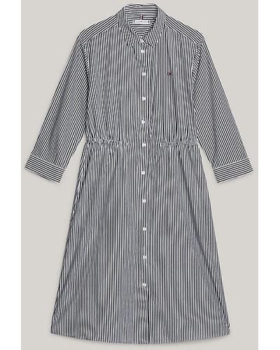 Tommy Hilfiger Adaptive Essential knielanges Hemdkleid mit Streifen - Grau
