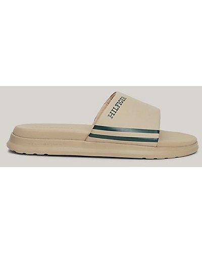 Tommy Hilfiger Badslipper Met Logo En Streep - Naturel