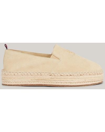 Tommy Hilfiger Suede Flatform Espadrilles - Natural