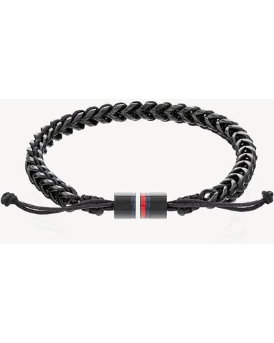 Tommy Hilfiger Black Braided Ionic-plated Steel Bracelet