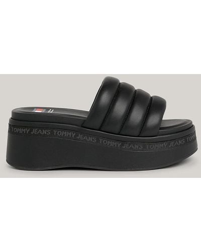 Tommy Hilfiger Logo Wedge Platform Sandals - Black