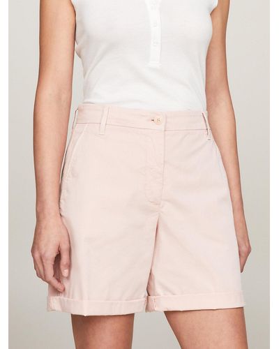 Tommy Hilfiger Garment Dyed Turn-up Mom Chino Shorts - Pink