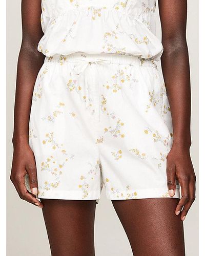 Tommy Hilfiger Mom Fit Popeline-Shorts mit Print - Weiß