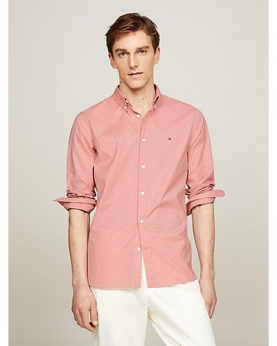 Tommy Hilfiger TH Flex Slim Fit Hemd mit Mikro-Print - Pink