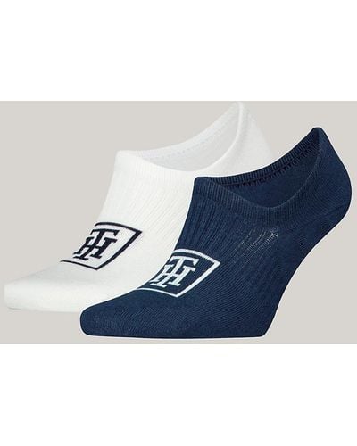 Tommy Hilfiger 2-pack Th Monogram Anti-slip Footie Socks - Blue
