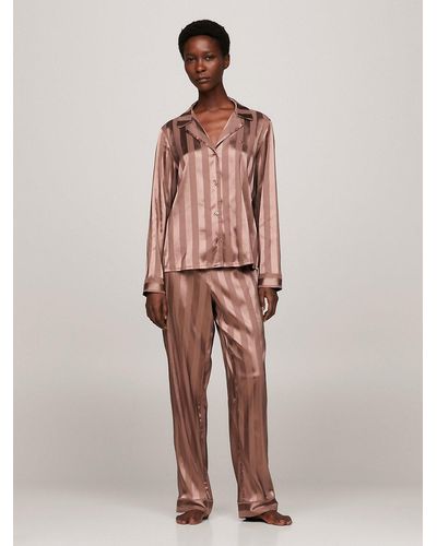 Tommy Hilfiger Global Stripe Long Sleeve Pyjama Set - Pink