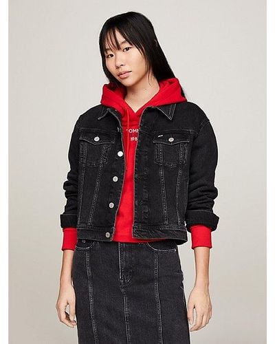Tommy Hilfiger Mom Classic Fit Jeansjacke - Rot