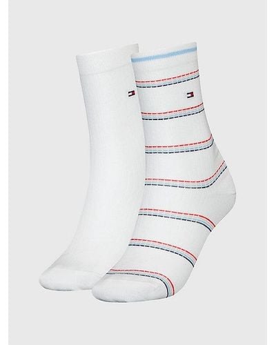 Tommy Hilfiger 2er-Pack Classics gerippte Socken mit Streifen - Weiß